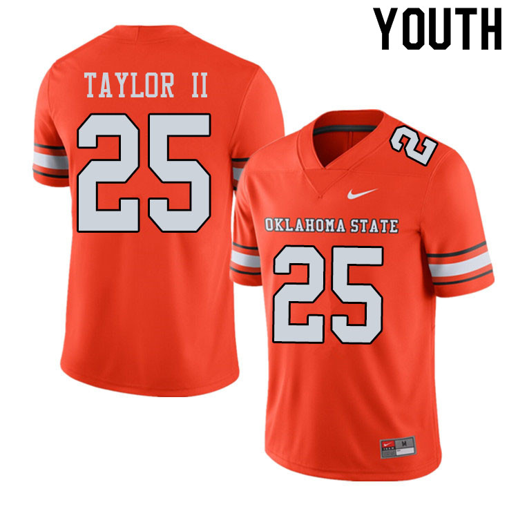 Youth #25 Jason Taylor II Oklahoma State Cowboys College Football Jerseys Sale-Alternate Orange